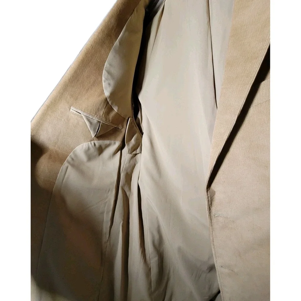Lands End Mens Size 42 Tall Tan Blazer Sport Coat Jacket Corduroy Elbow Patches